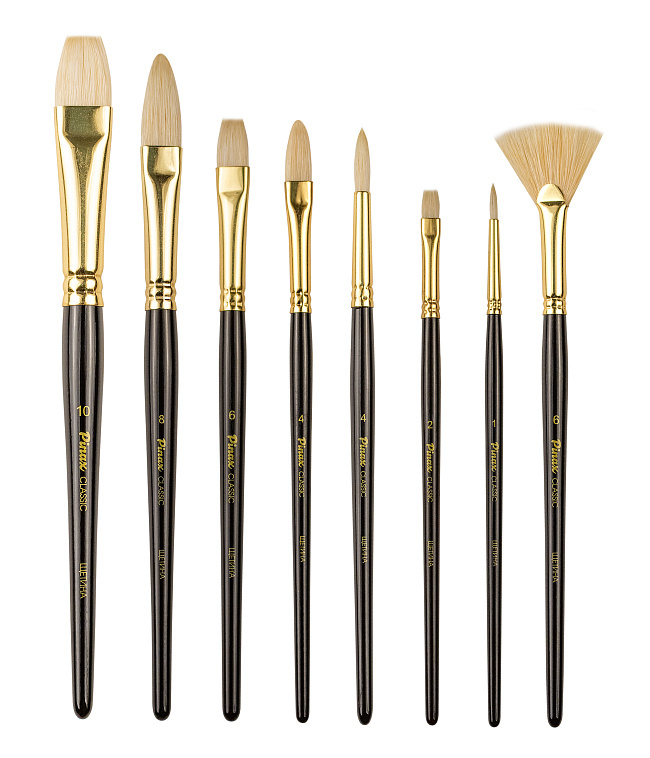 Набор кистей CLASSIC Plein Air щетина (короткая ручка) 8 шт. АССОРТИ set64-8pc
